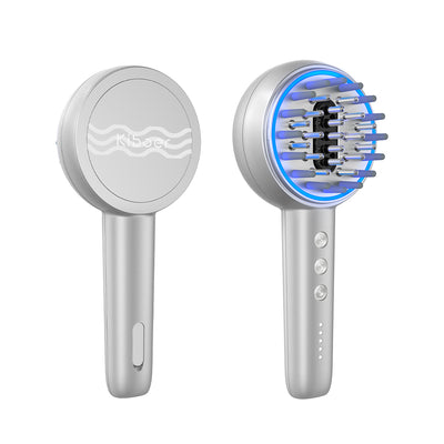 Kiboer 電気ブラシ 電動 頭皮ブラシ 美顔器 頭皮 フェイス ボディ ems RF EP 3D振動 LED光エステ 液体ボックス付き 乾湿両用 男女兼用 敬老の日 父の日 お中元 プレゼント シルバー