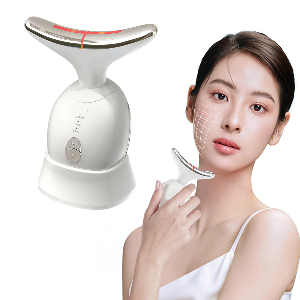 Kiboer 美顔器 1台8役 EMS 美顔ローラー かっさ 電動 温感 イオン導入 導出 光エステ 振動エステ 美容家電 三のモード グッズ 男女兼用 誕生日 母の日 プレゼント ホワイト