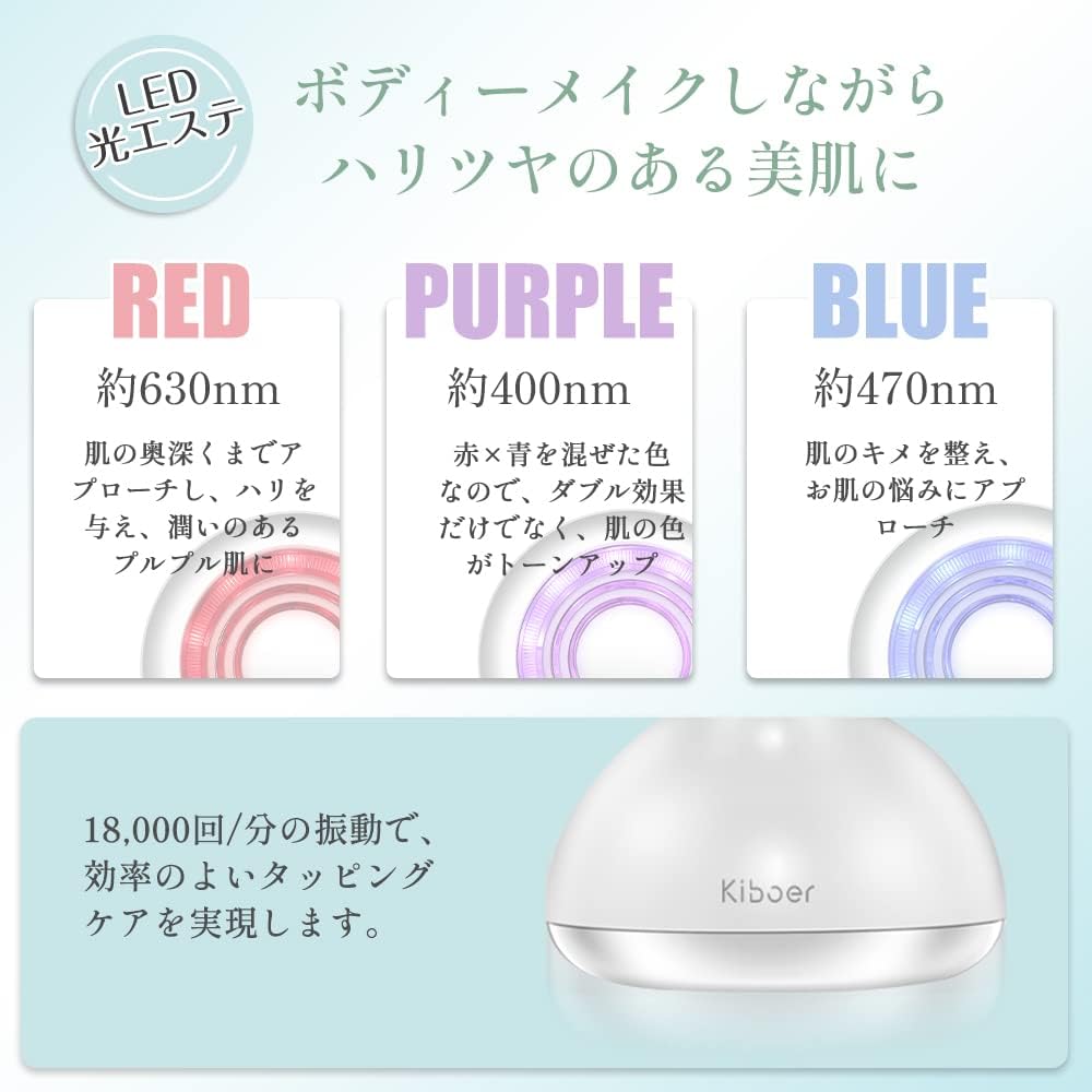 Kiboer 美顔器 RF美顔器 トータルケア フェイス ボディ 太もも 超音波 RF EMS 振動 LED搭載 1台多役 6種類モード 3段階強さ スキンケア 全身エステ IPX6防水 敬老の日 母の日 プレゼント