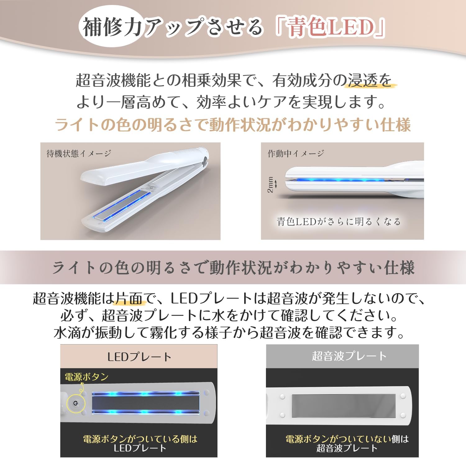 Kiboer 超音波 トリートメントアイロン 髪質改善 浸透促進 ヘア