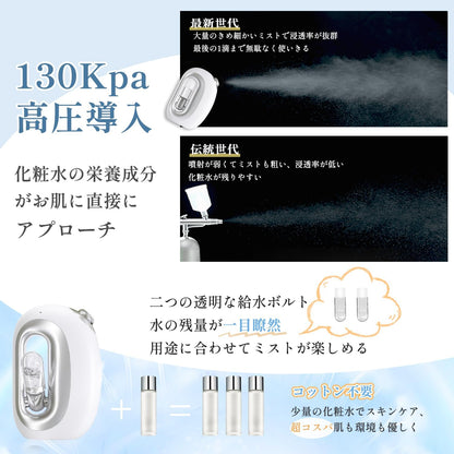 Kiboer スチーマー 美顔器 ハンディミスト 冷ミスト フェイススチーマー 超音波ミスト噴霧 摩擦レス のどケア 極小ミスト USB充電タイプ 保湿 乾燥肌 クリア ハリ 弾力 素肌 スキンケア コンパクト メイクの上ok 化粧水対応 水道水OK 女性 メンズ プレゼント 乾燥対策 おしゃれ 持ち運び 海外対応