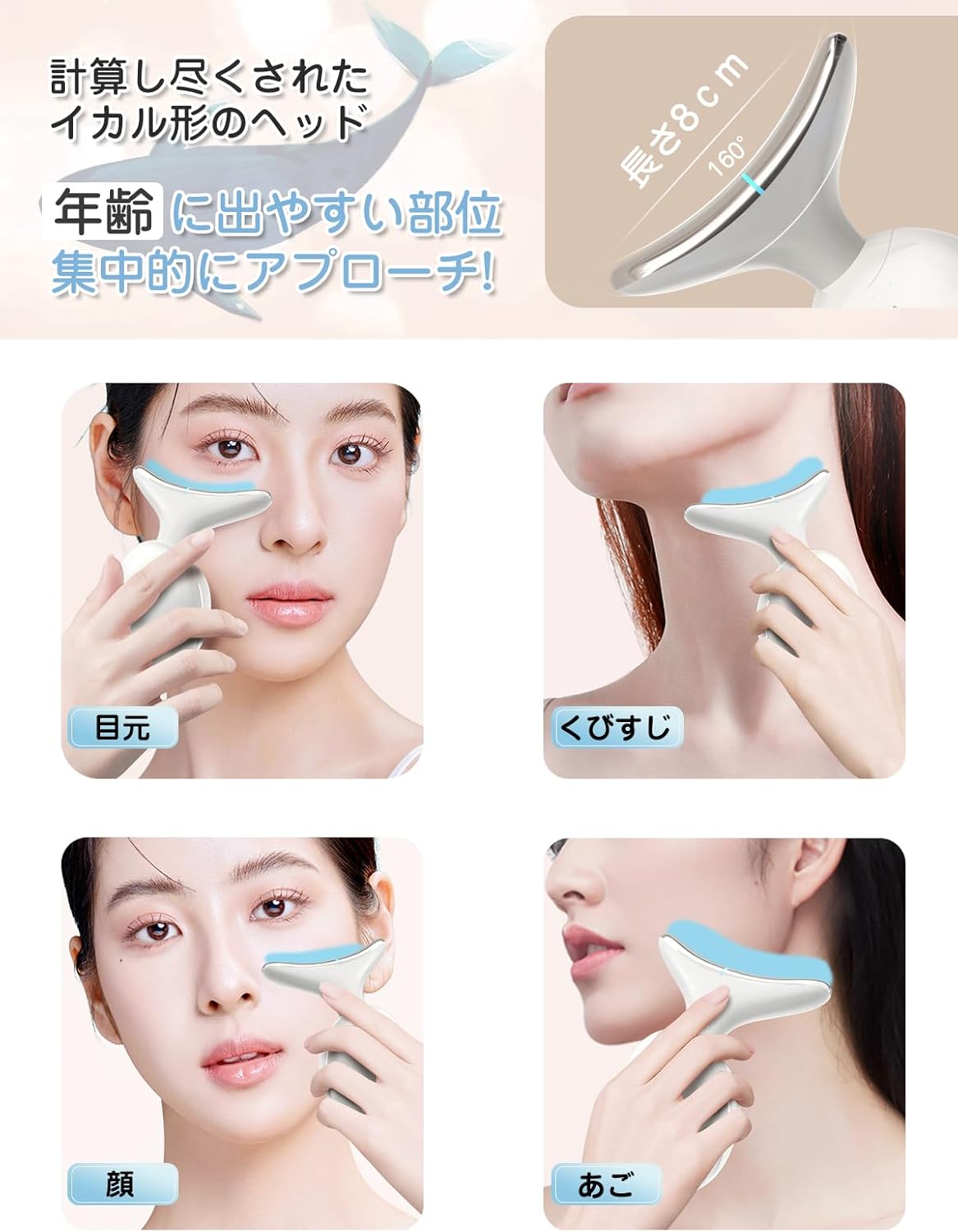 Kiboer 美顔器 1台8役 EMS 美顔ローラー かっさ 電動 温感 イオン導入