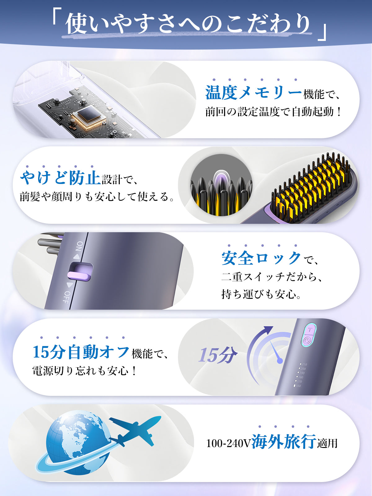 Kiboer ヒートブラシ アイロン コードレス 充電/差し込み両対応 独自開発 2億級プラズマイオン ヘアアイロン ストレート カール 6400mAh大容量バッテリー 傷まない セラミックコーティング 温度メモリー機能 急速加熱 6段階温度調 細毛 硬毛 ツヤ感UP やけど防止 海外対応 プレゼント